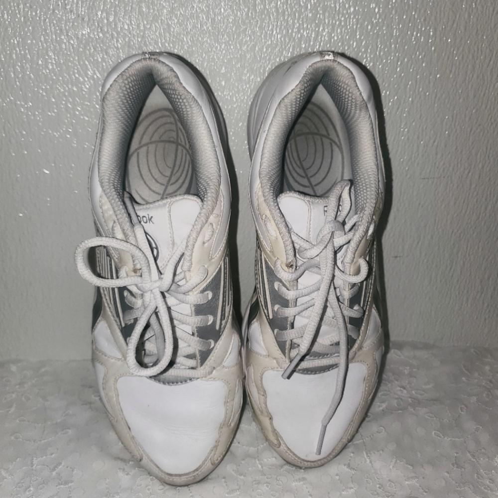 White and Silver Reebok Sneakers